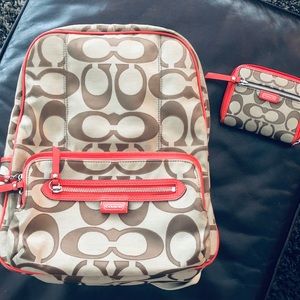 Coach backpack with matching wallet